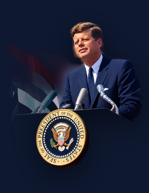 John F. Kennedy delivering the Moon speech at Rice University, September 12, 1962
